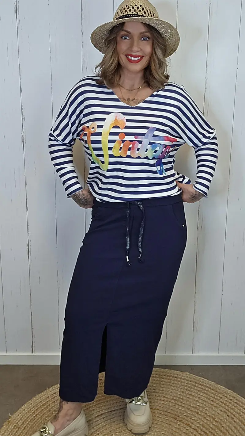 Mira skjørt med splitt navy