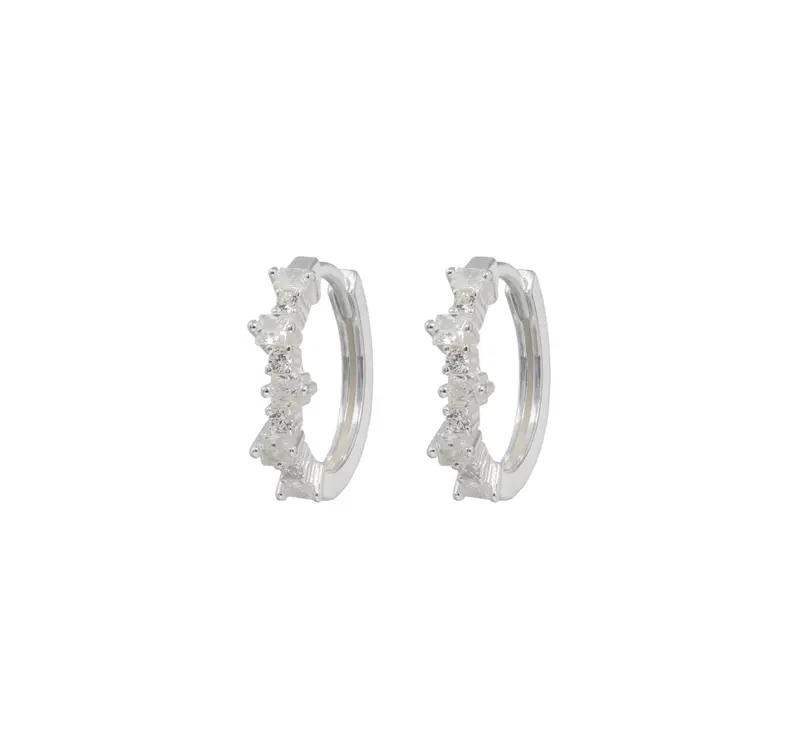 Mixed Medium Hoops Silver
