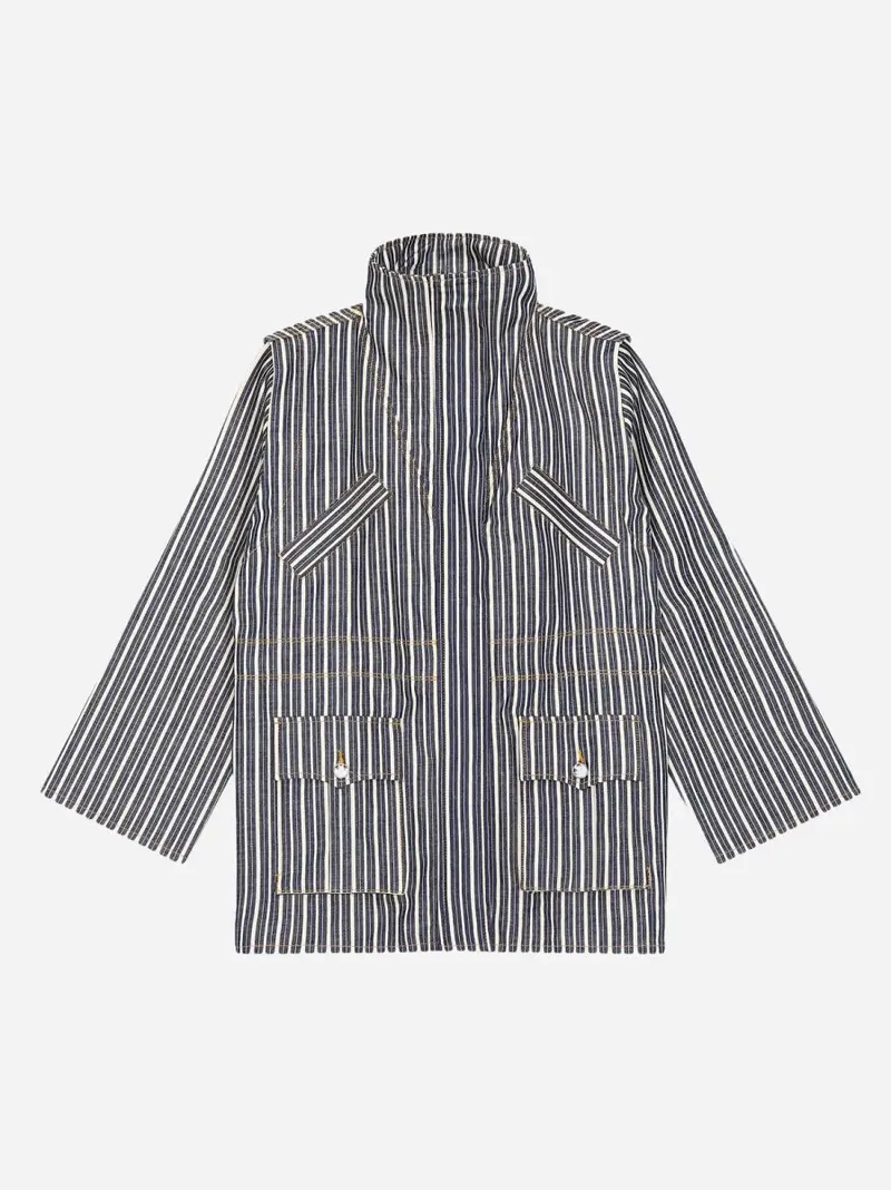 Mixed Stripe Denim Jacket - Dark Indigo