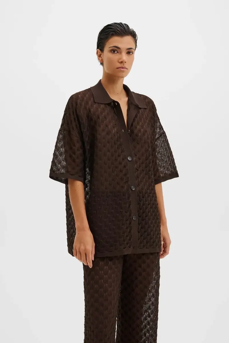 Moa Knitted Shirt Chocolate