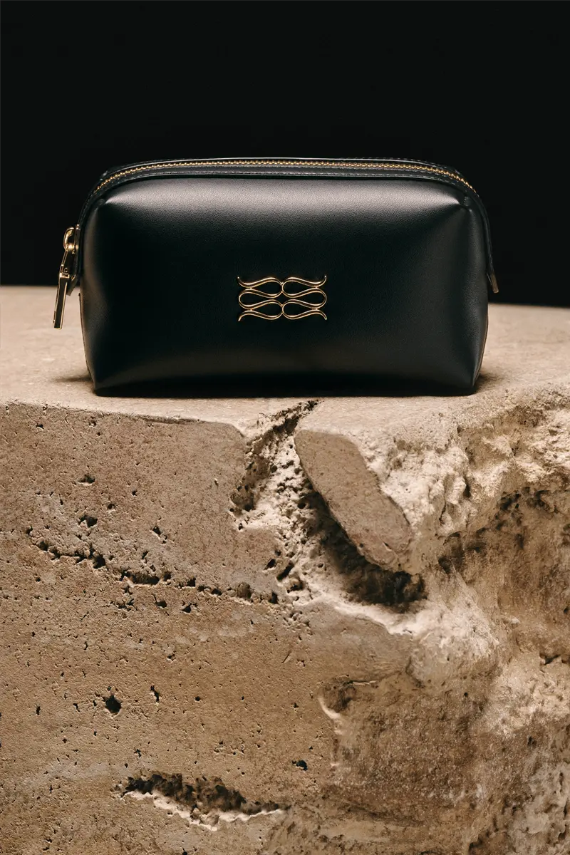 Monogram Leather Toiletry Bag Black
