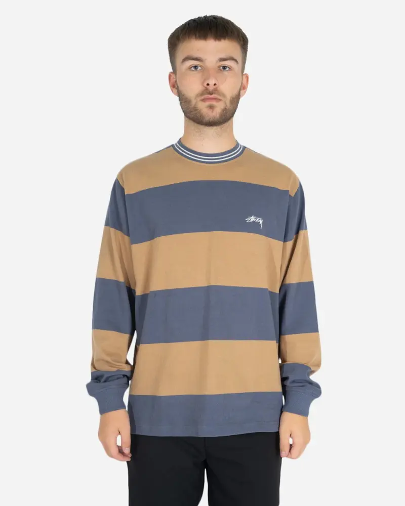 Moore Stripe LS Crew - Navy