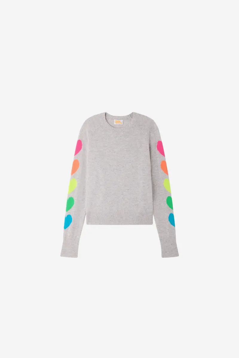 Multicolor Heart Sweater Light Heather Gray