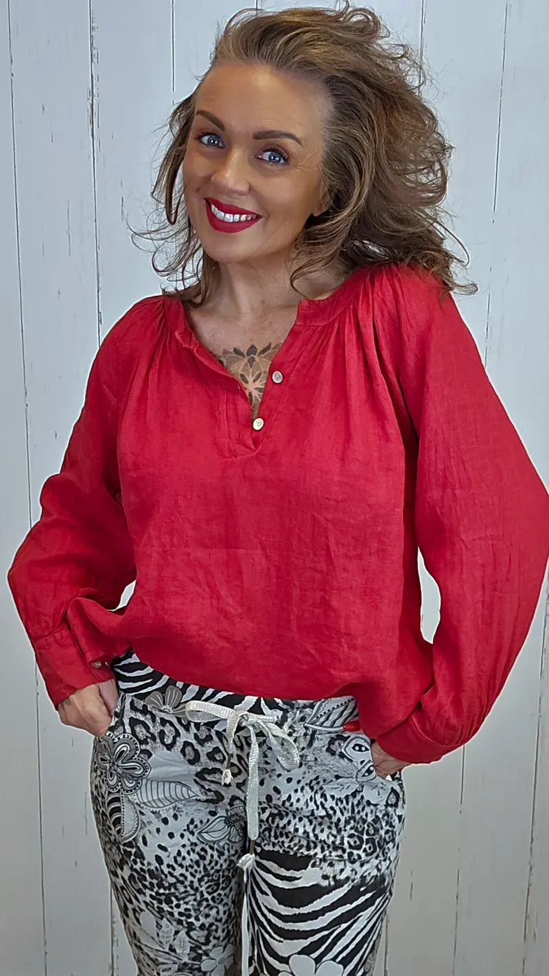 Nora lin bluse rød