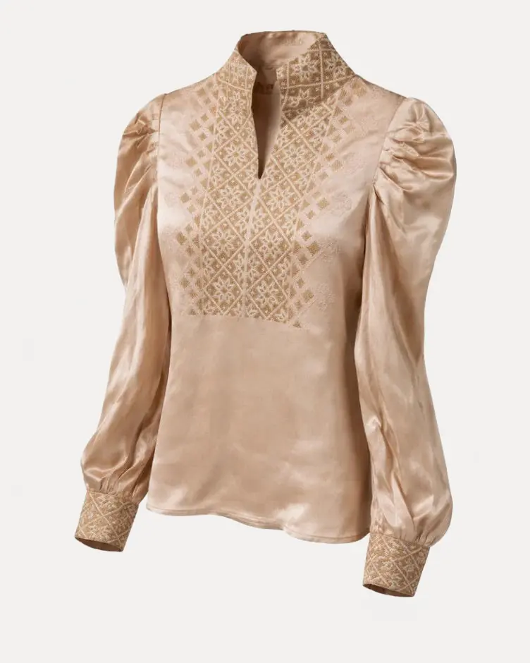Nordlys Bluse Champagne Broderi