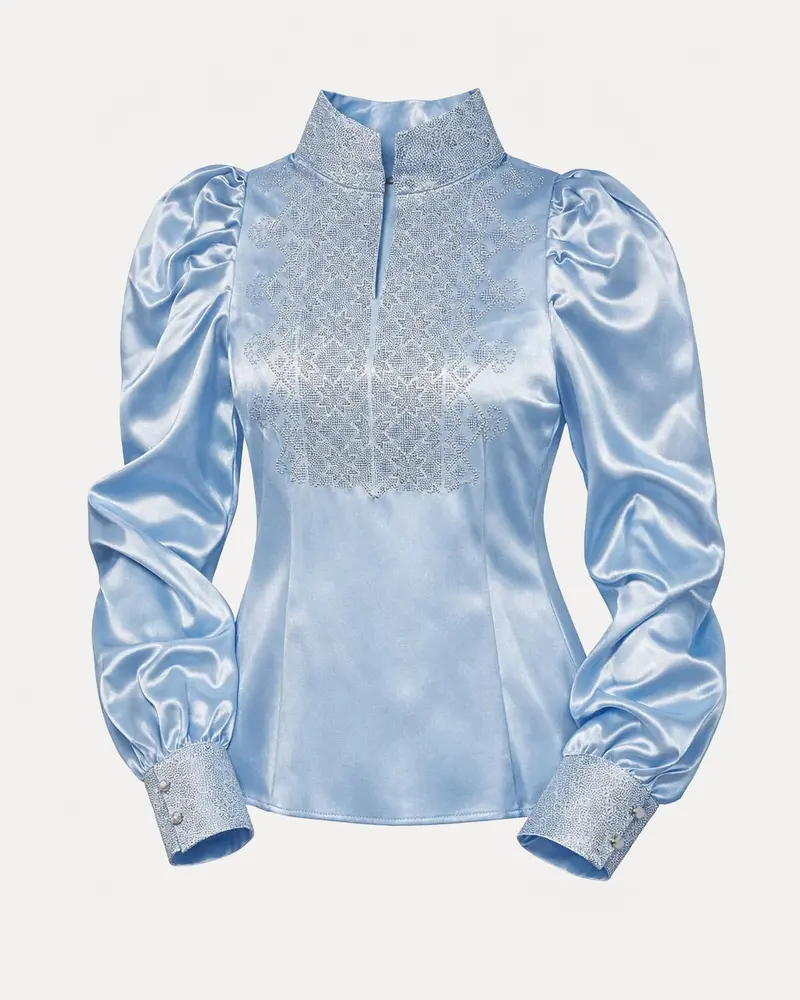 Nordlys Bluse Lyseblått Broderi