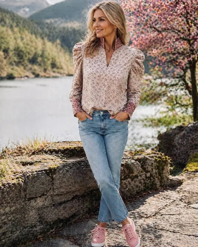 Nordlys Bluse Rosa Blomster