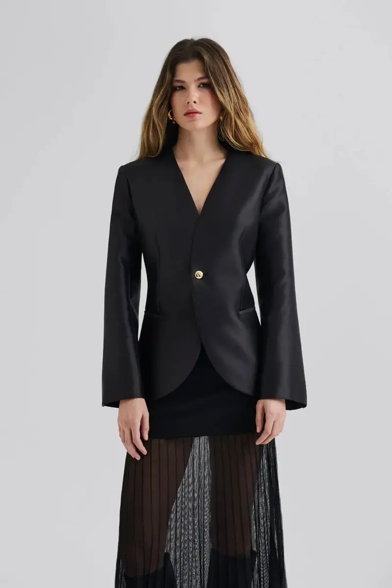 Nori Fitted Heavy Satin Blazer