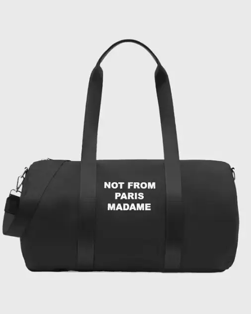 Nylon Slogan Gym Bag Black