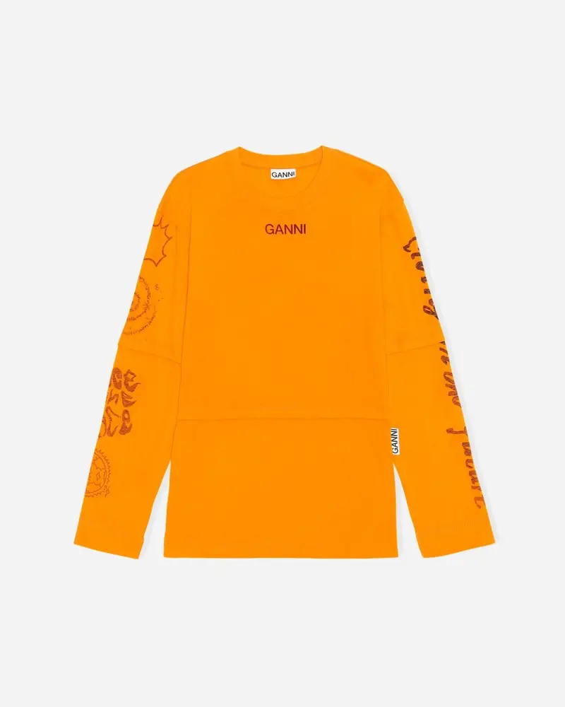 O-neck Dropped Shoulder Long Sleeve - Bright Marigold