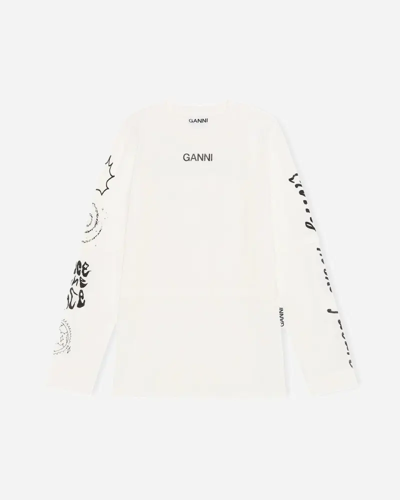 O-neck Long Sleeve T-shirt - Egret