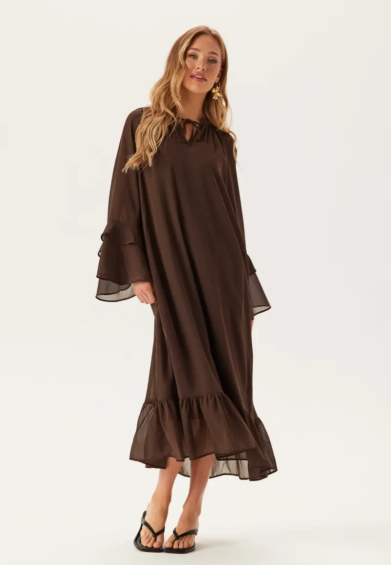 Objgina L/S RE V-NECK MIDI DRE