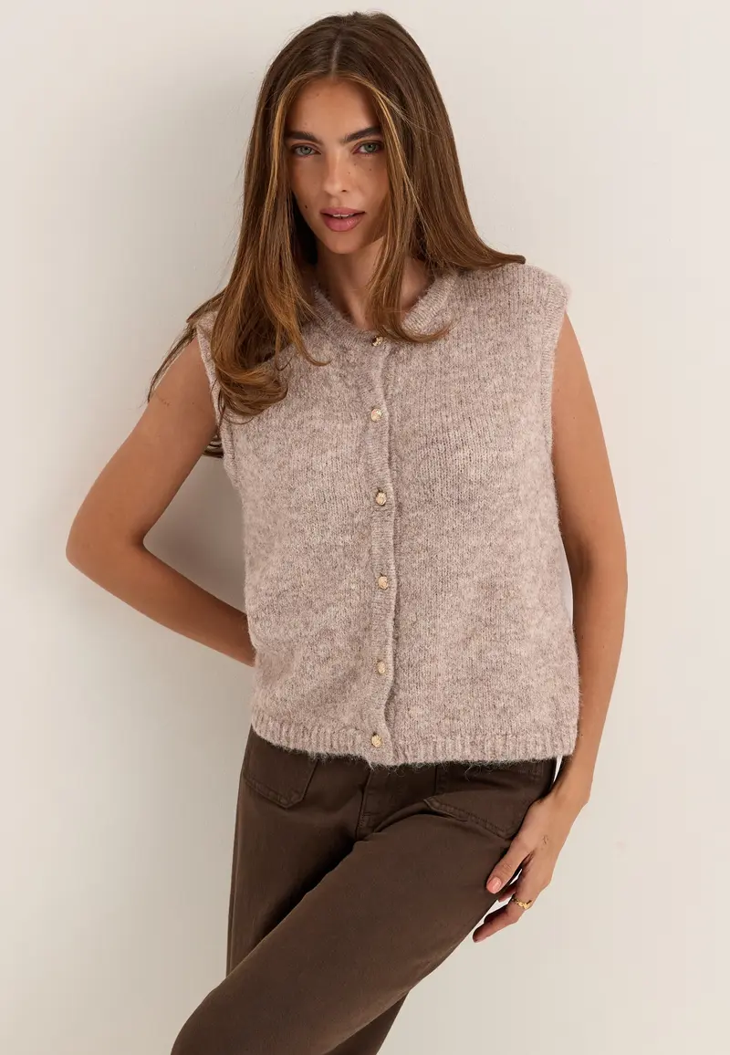 Objsaggia Re Knit Vest Cardigan