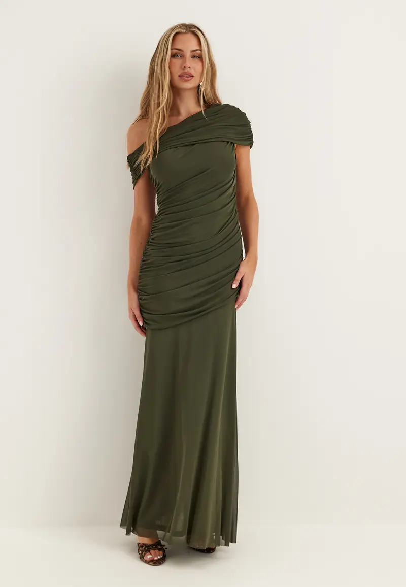 Off Shoulder Mesh Gown