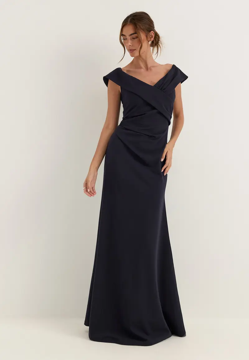 Off Shoulder Pleat Gown