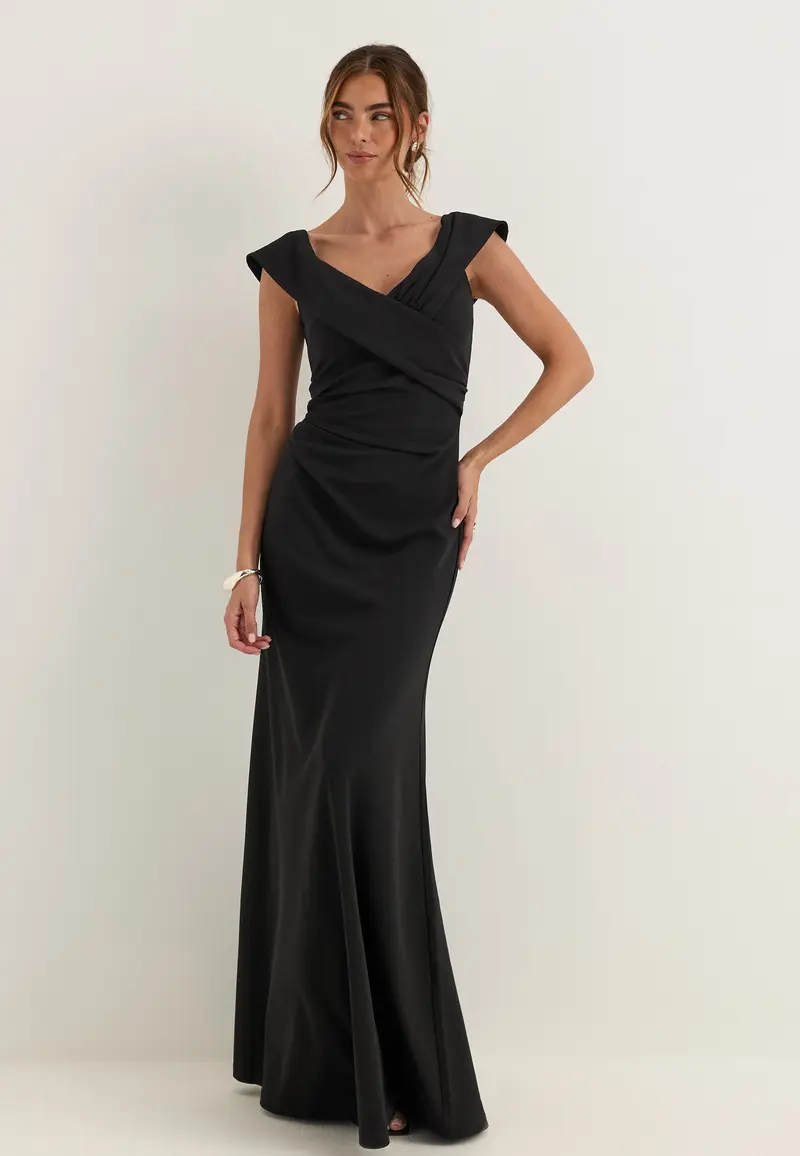 Off Shoulder Pleat Gown