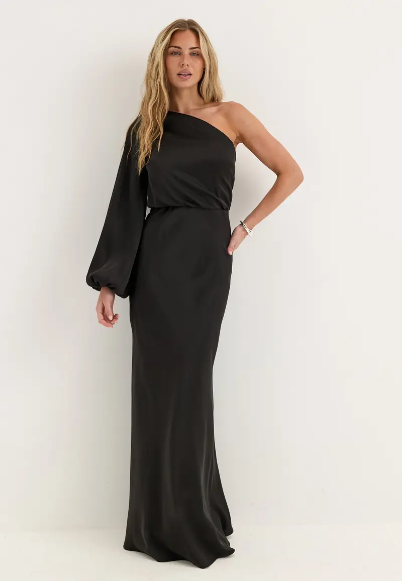 One Shoulder Satin Gown