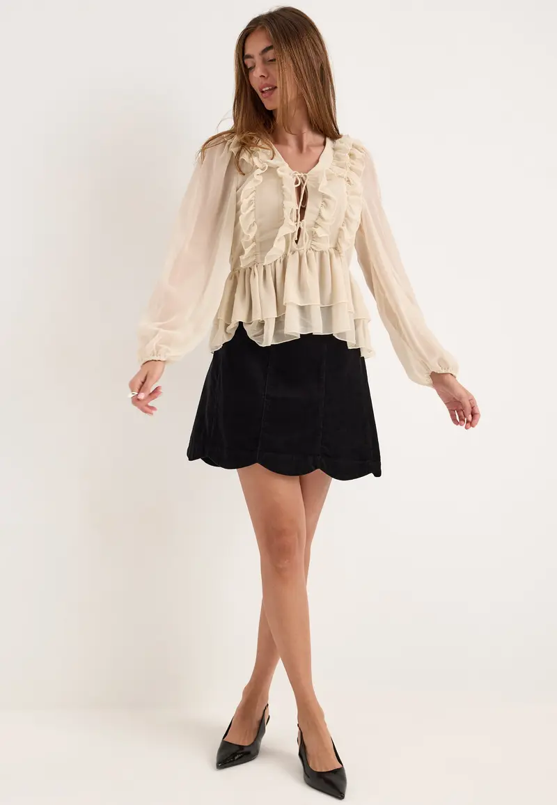 Onlseitre L/S FRILL TOP CC WVN