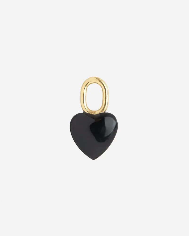 Onyx Heart Charm - Gold Hp