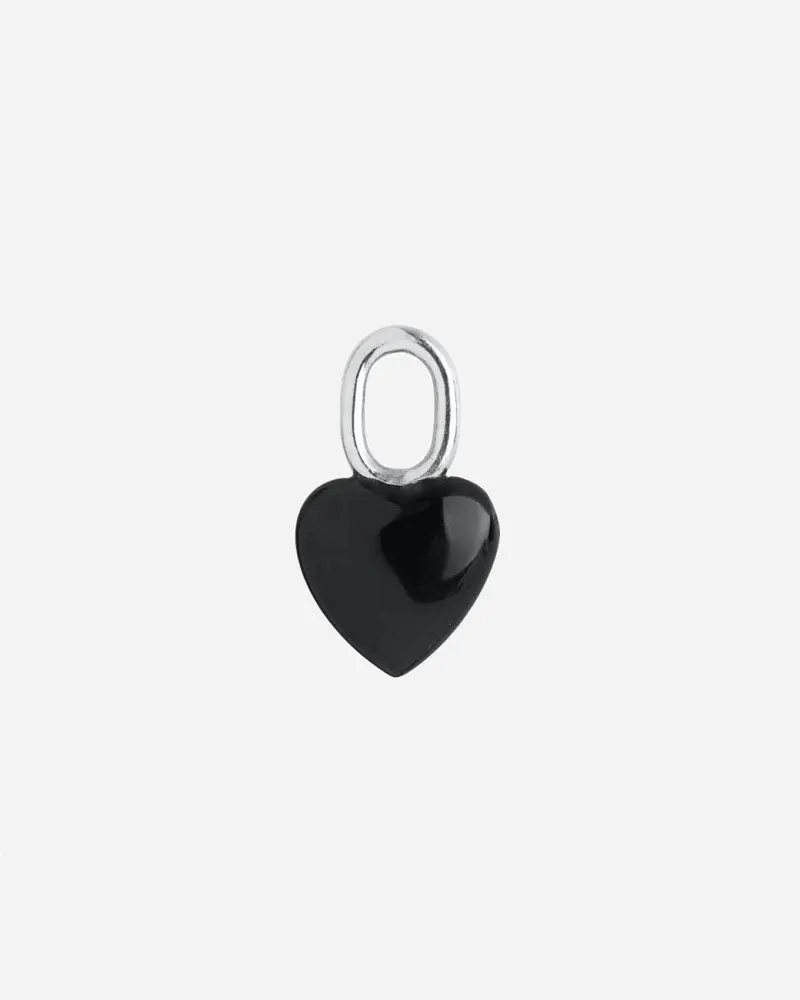 Onyx Heart Charm - Silver Hp