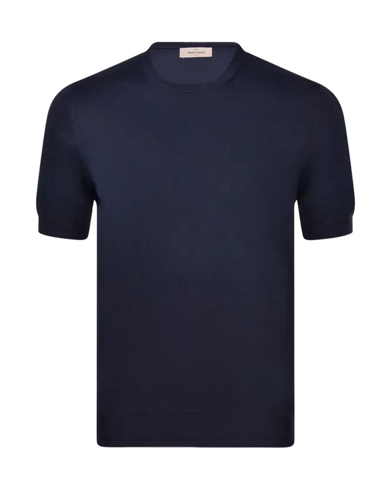 Organic cotton knit t-shirt - Blue Navy
