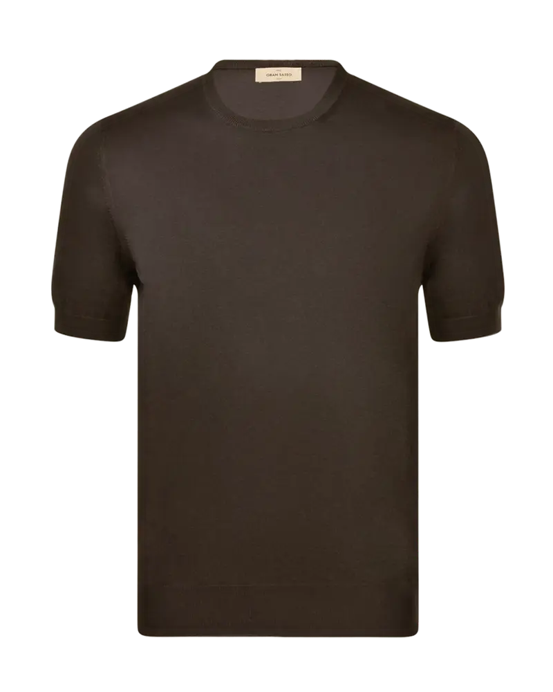 Organic cotton knit t-shirt - Brown