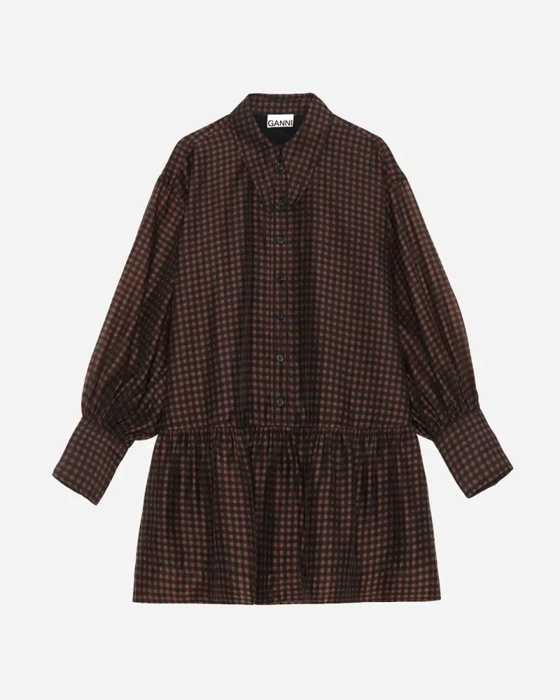 Organza Oversized Mini Dress - French Roast