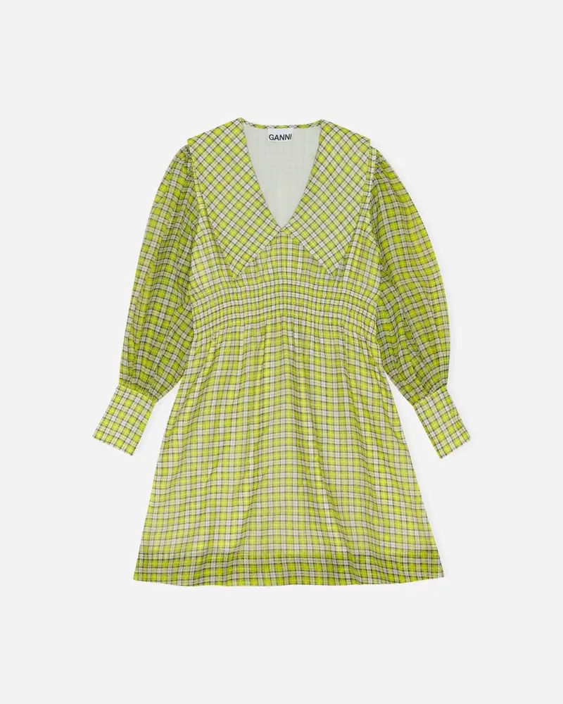 Organza Wide Mini Dress - Check Sulphur Spring