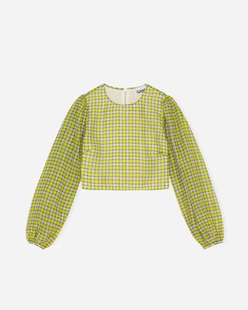 Organza Wide Sleeved Blouse - Check Sulphur Spring