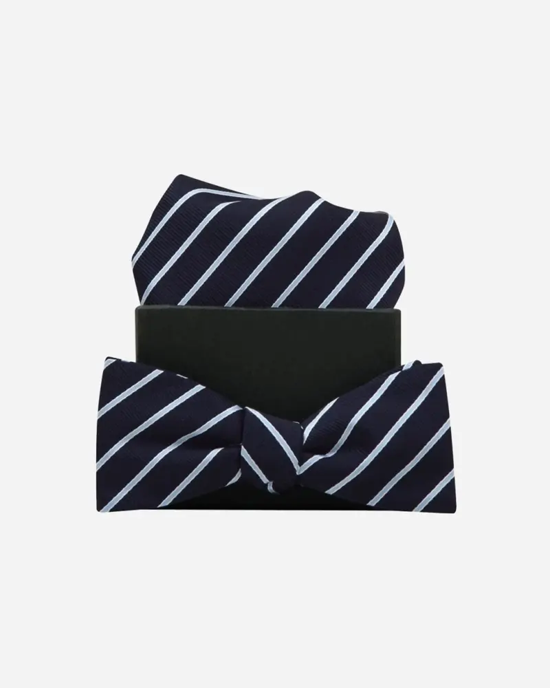 Our Mél Stripe Bow Tie - Navy/Lt. Blue