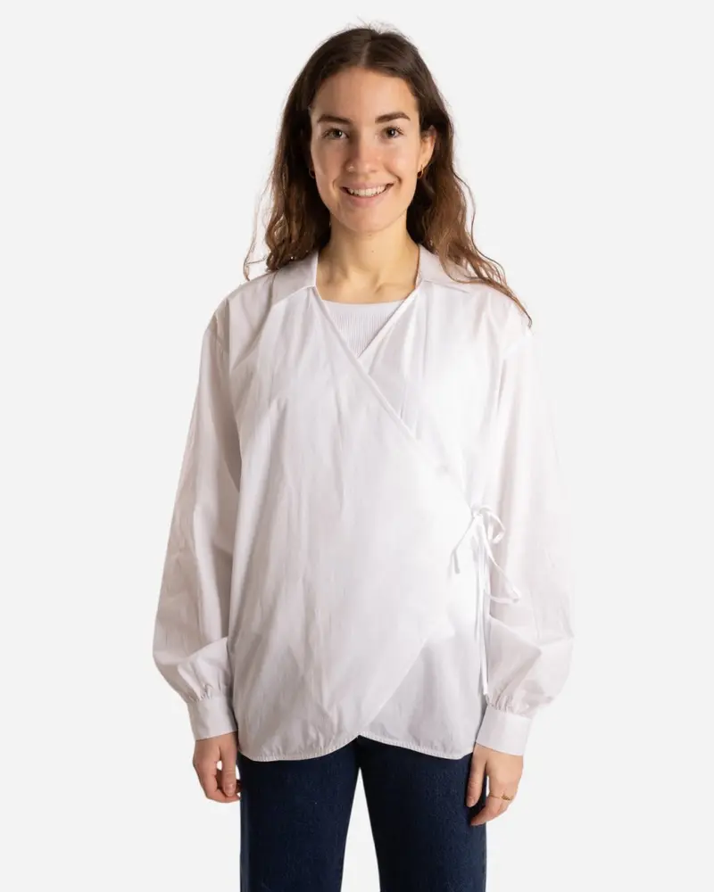 Oversized Overlap Blouse - White