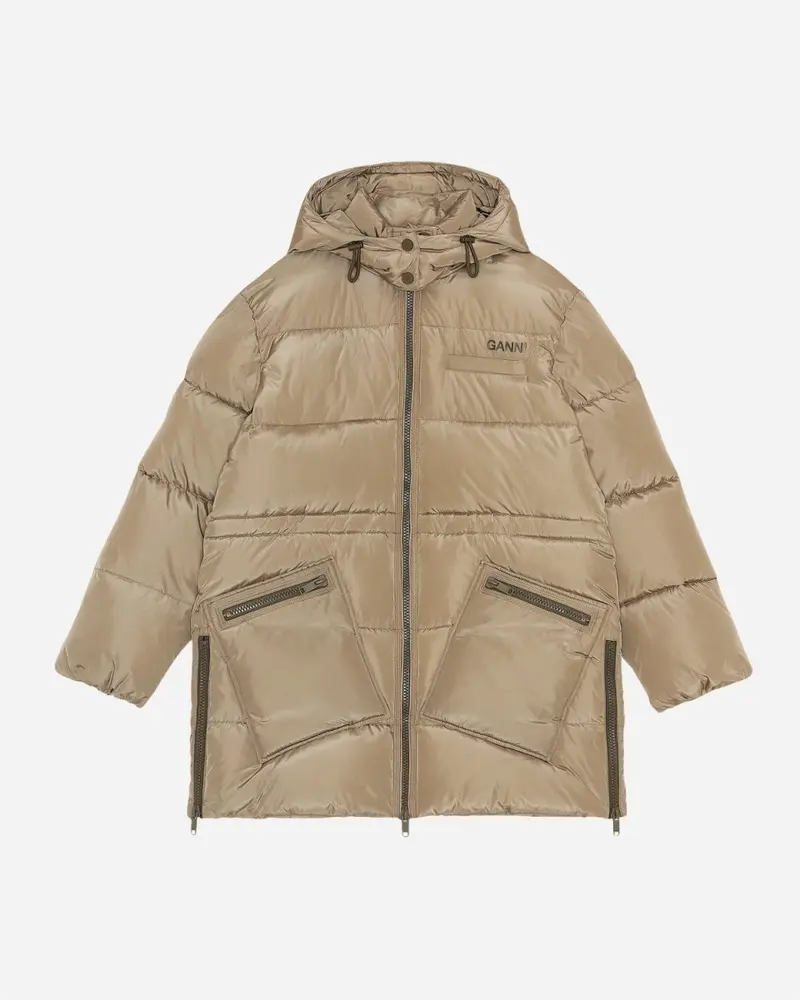 Oversized Puffer Midi Jacket - Fossil