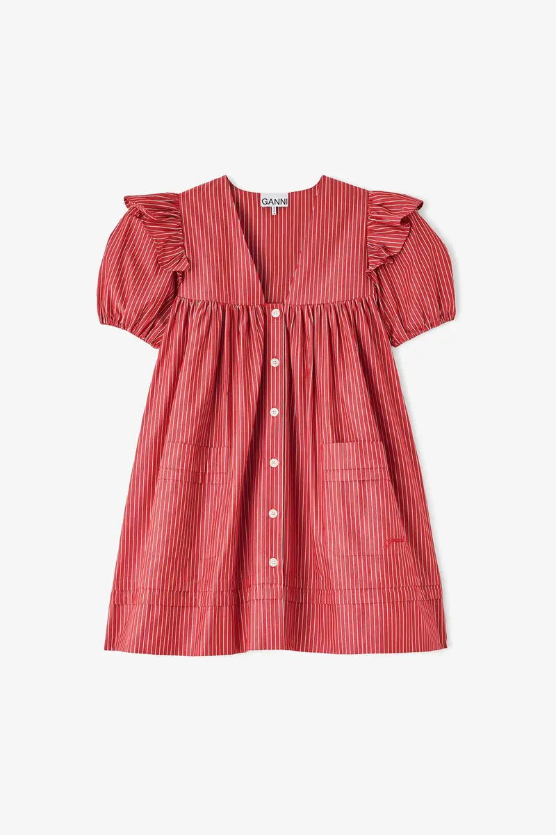 Oxford Stripe Angel Mini Dress High Risk Red