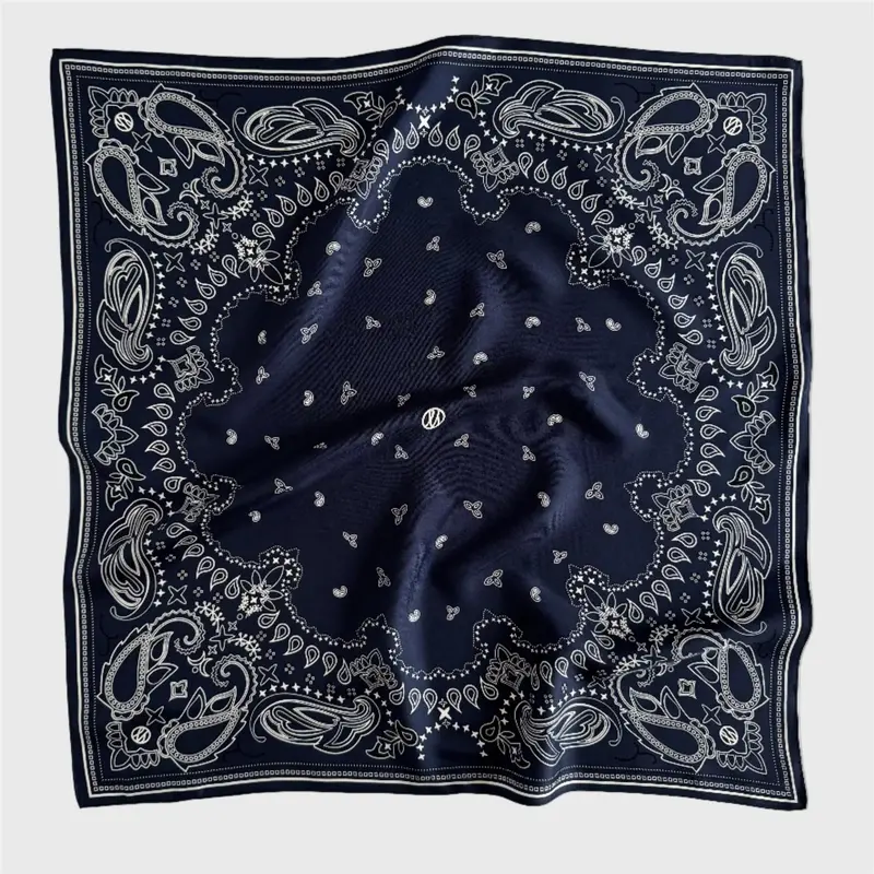 Paisley Scarf Navy/Black/White 65X65