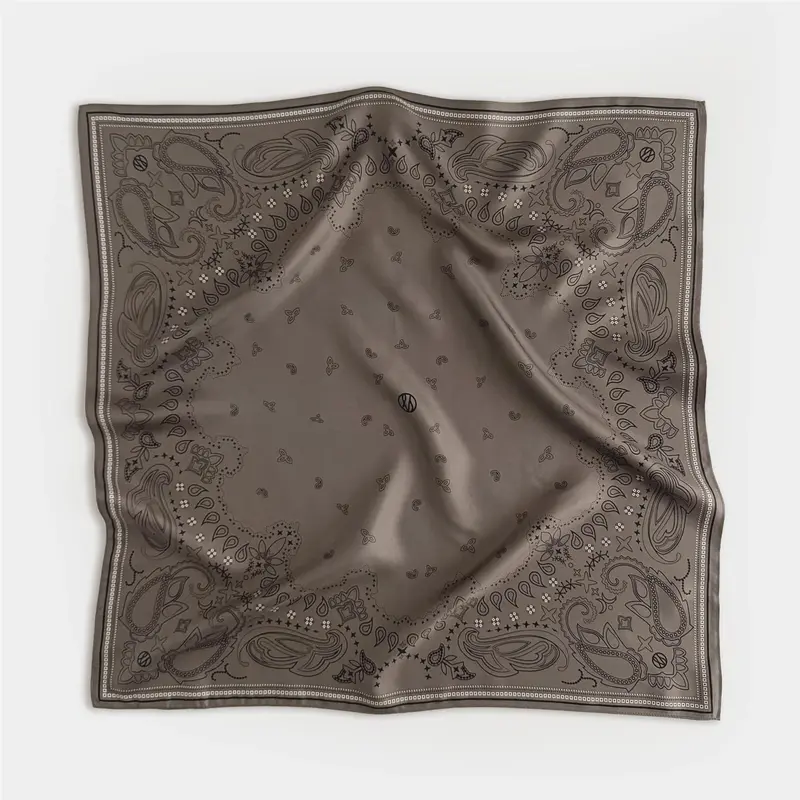 Paisley Scarf Taupe/Black/White 65X65
