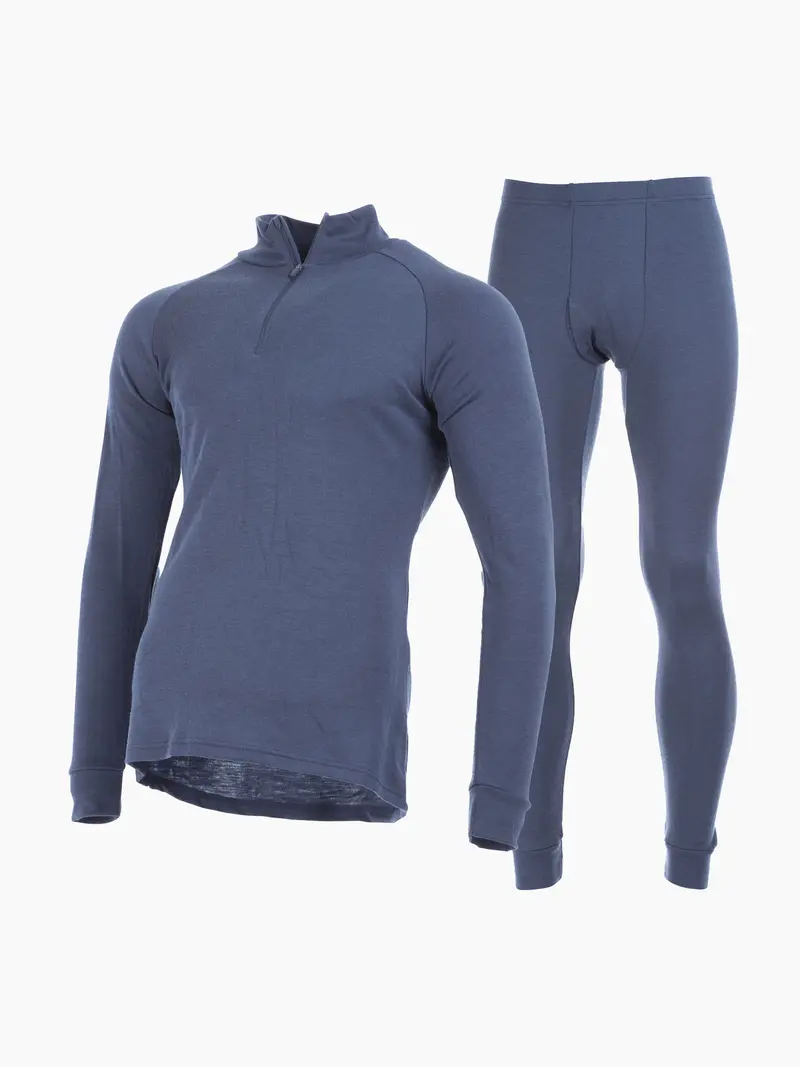 Pakketilbud - Ullvarp merinoullsett zipneck til herre i Marine - kun 799,-