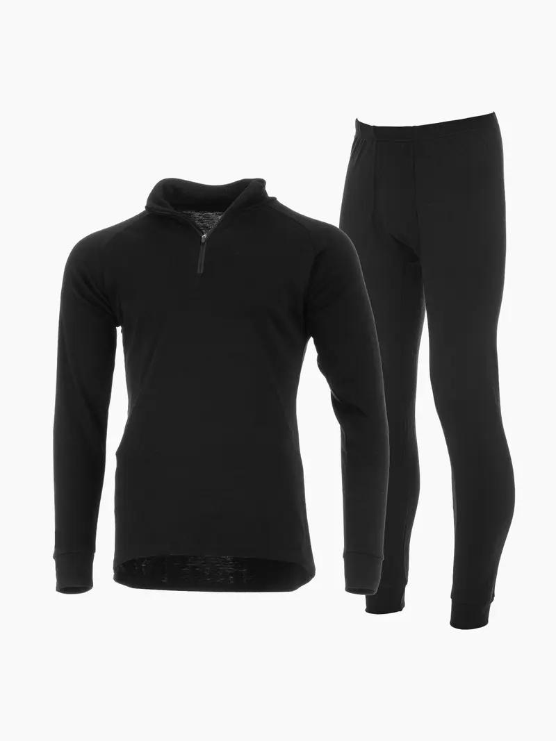 Pakketilbud - Ullvarp merinoullsett zipneck til herre i Sort - kun 799,-