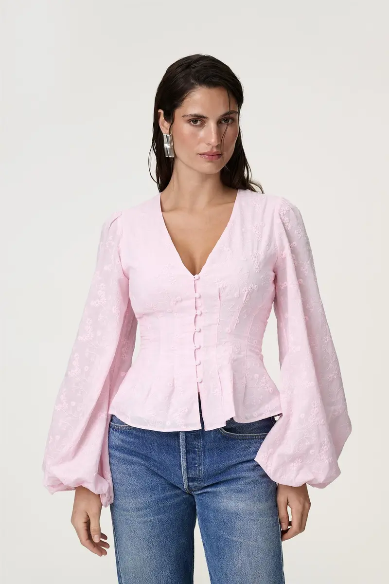 Palena Blouse Pink Embroidery