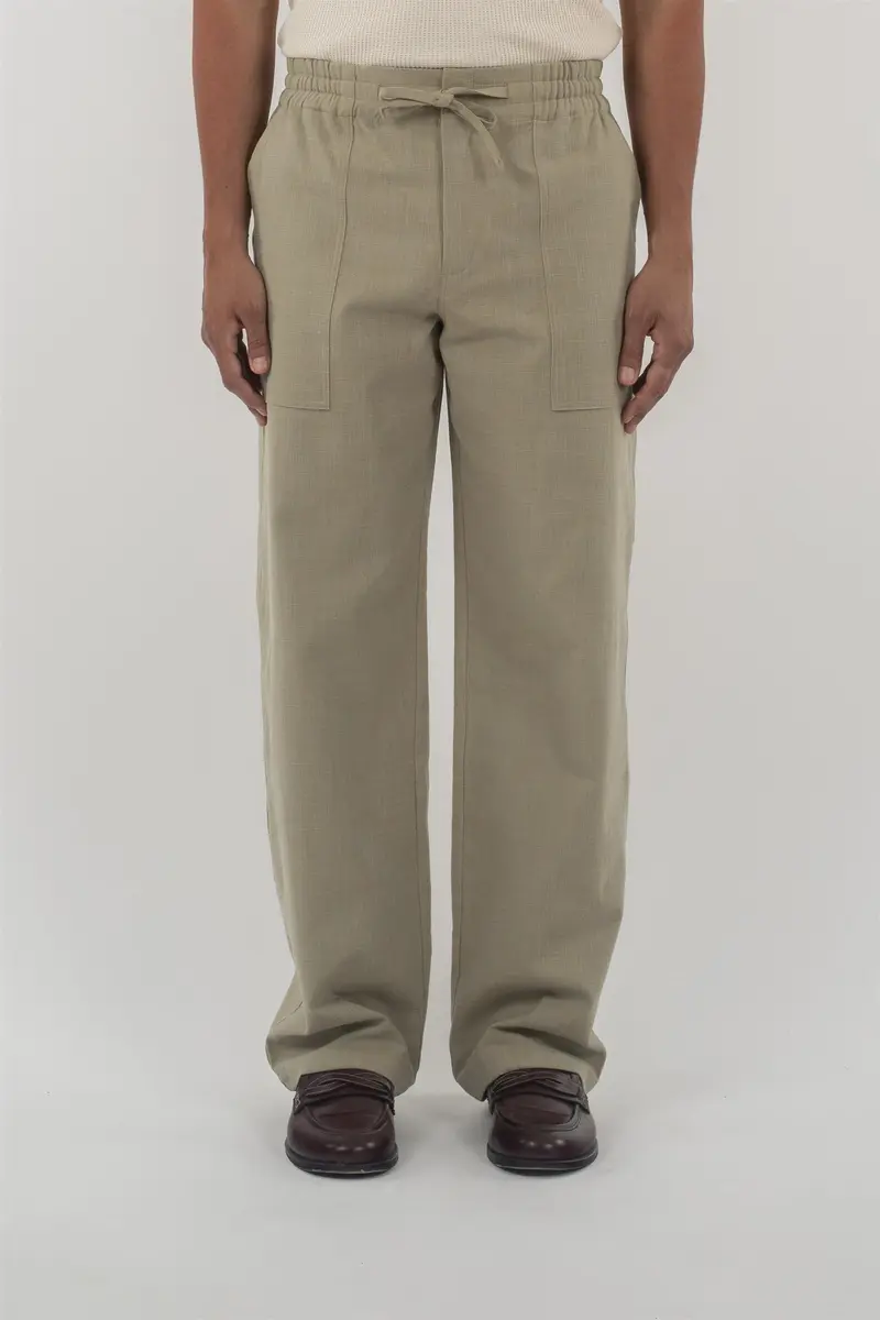 Pantalon Elastiqué Coton Khaki