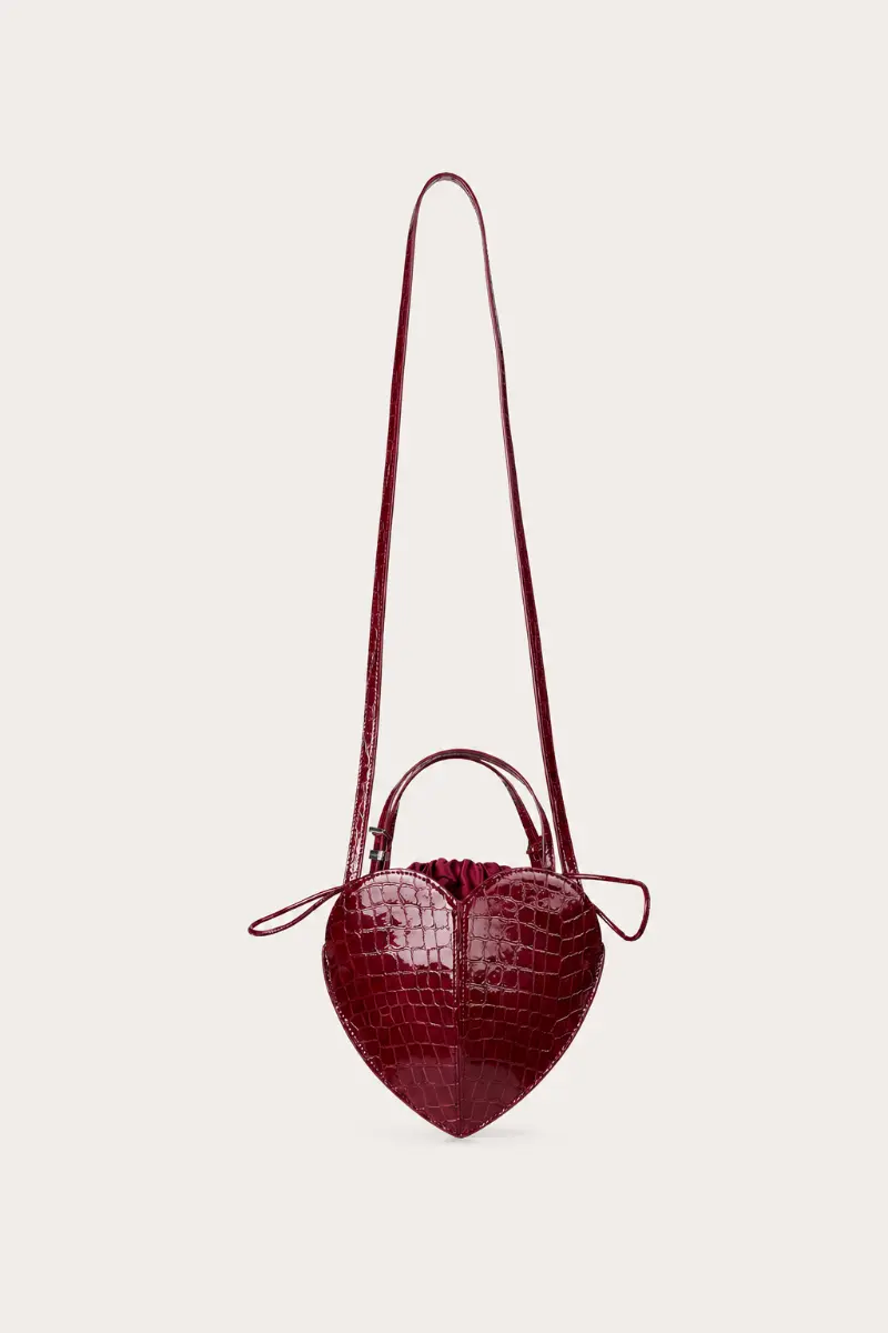 Pantent Croco Heart Bag - Windsor Wine