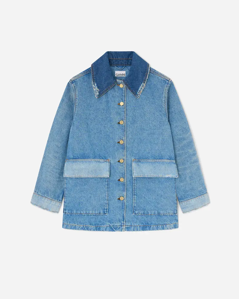 Patchwork Denim Midi Jacket