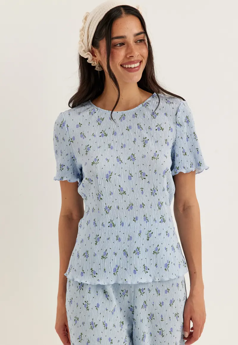 Pcflora Ss O-neck Top Jrs