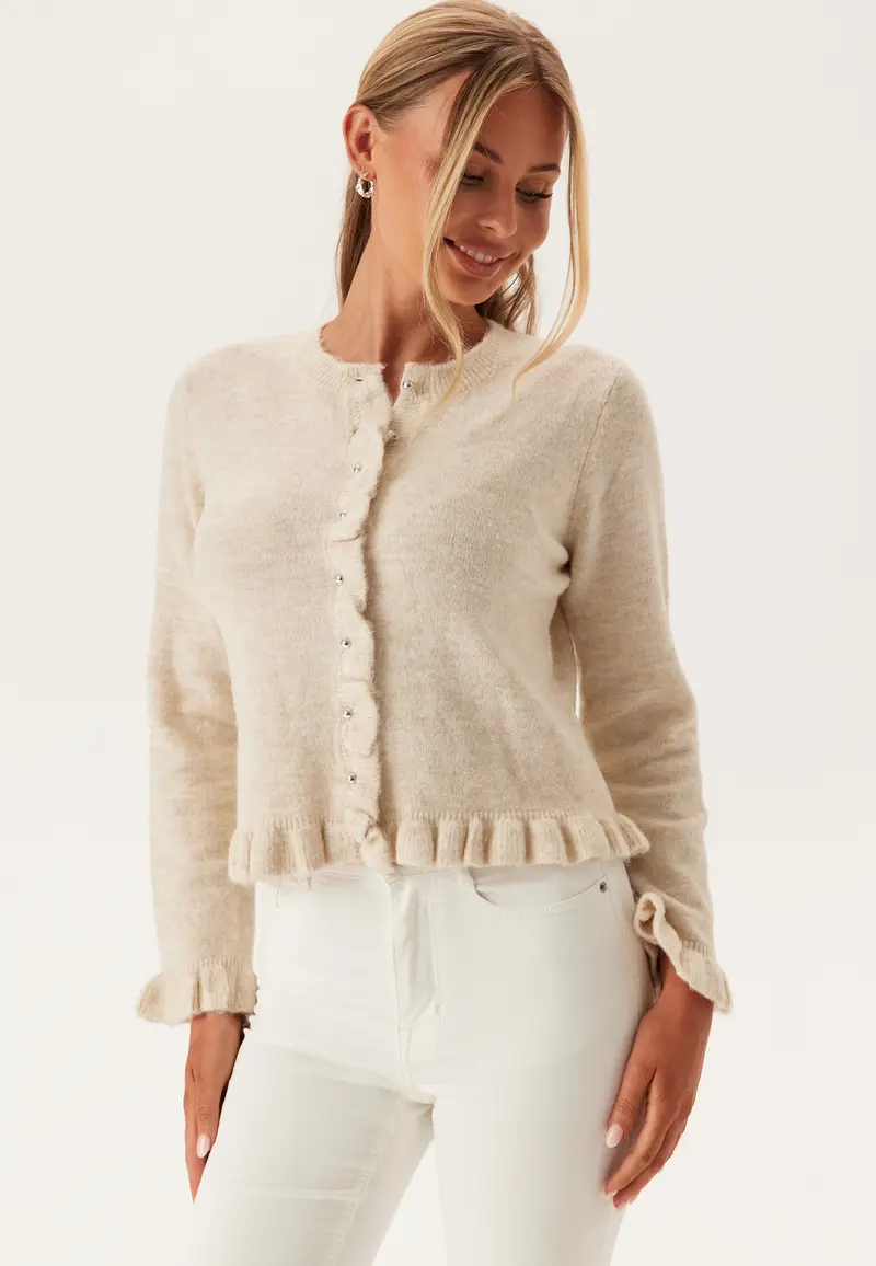Pclydia Ls Frill Knit Cardigan