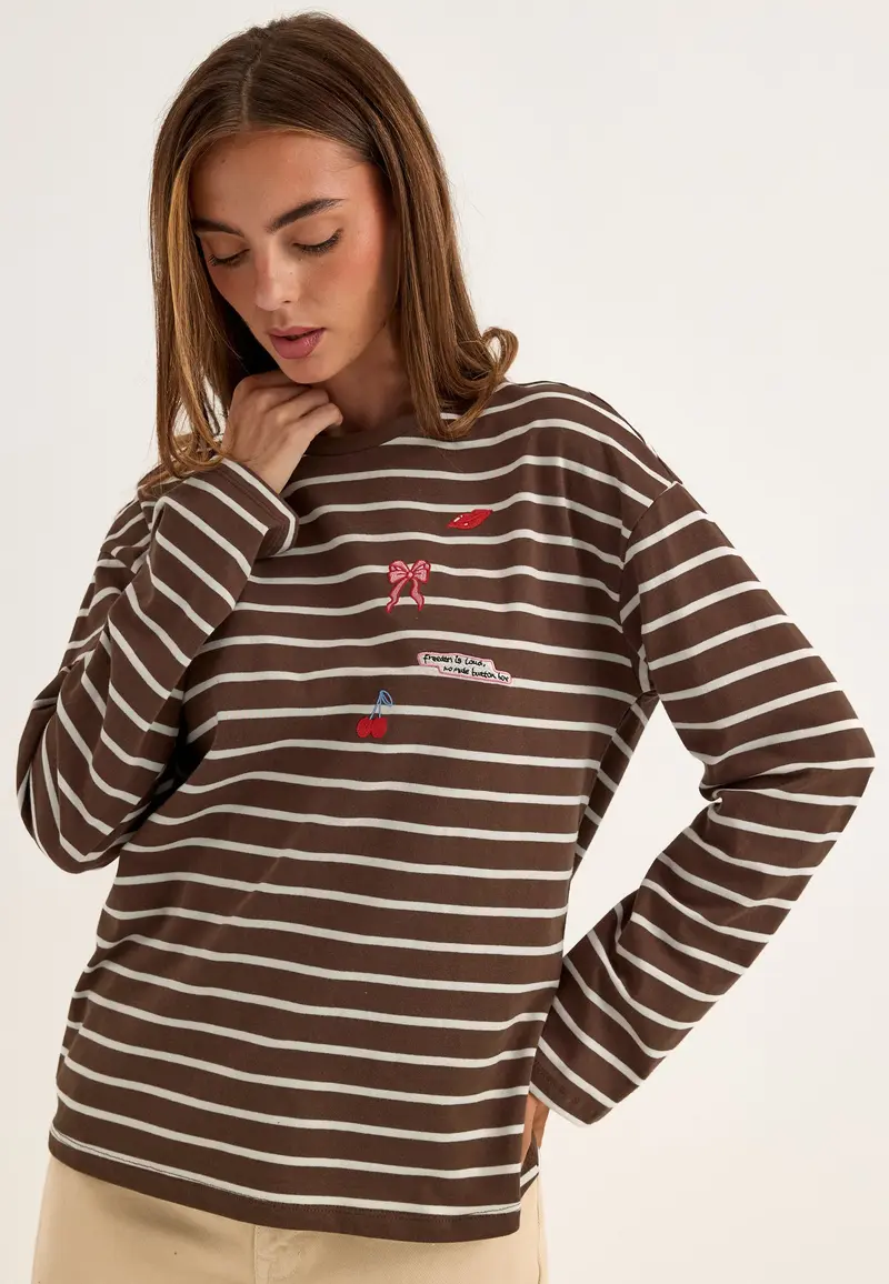 Pcsadie Ls Emb Tee