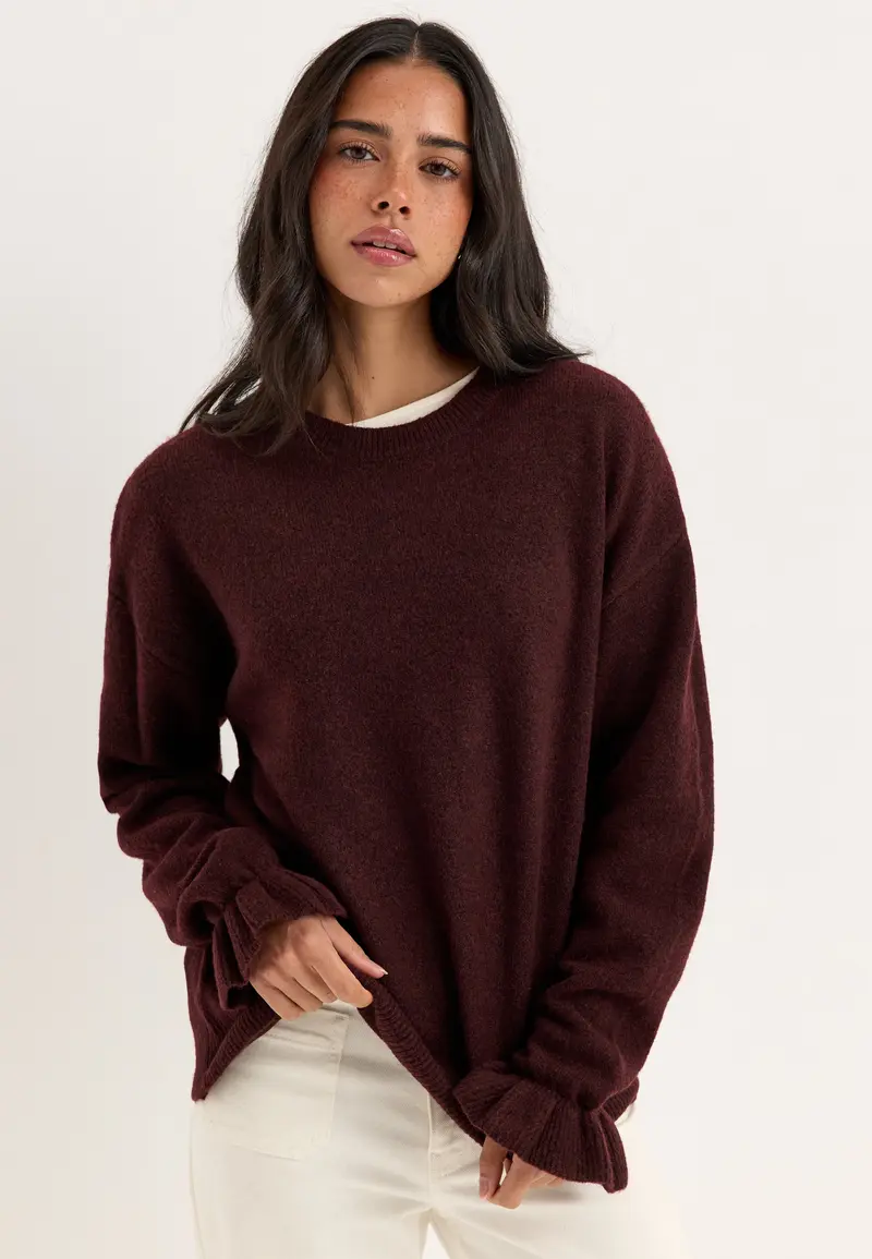 Pcsally Ls Frill Cuff Knit