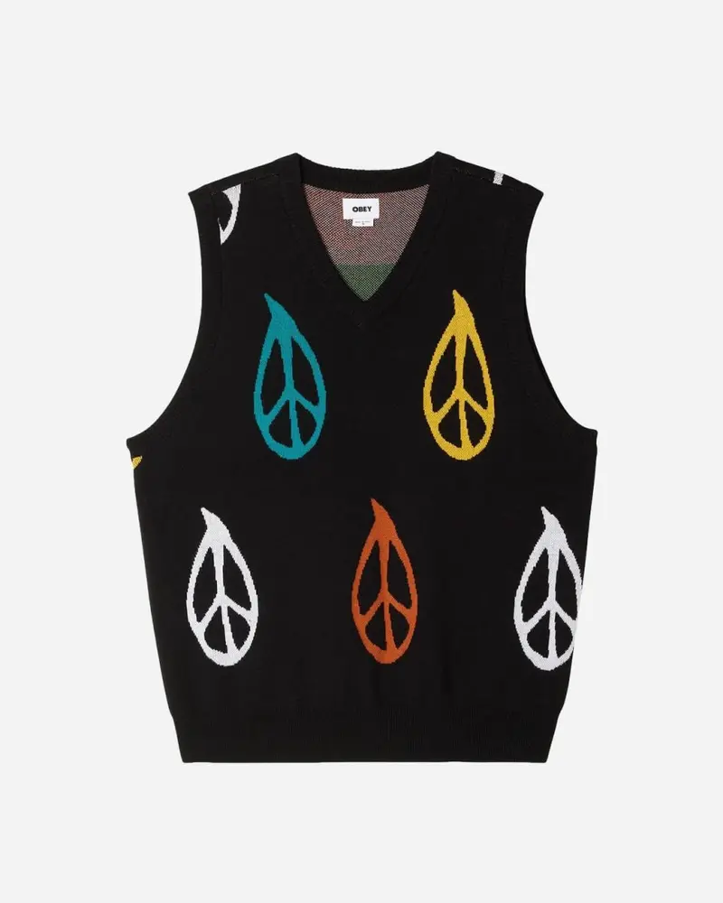Peaced Sweater Vest - Black Multi