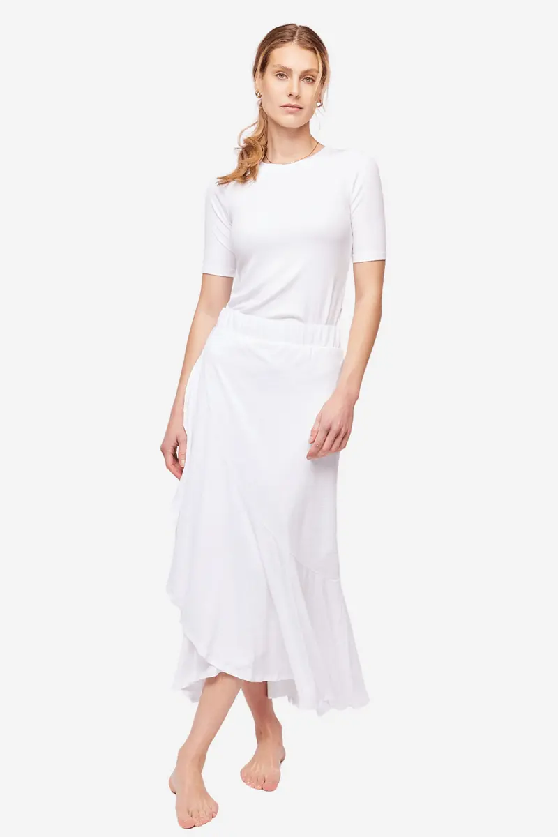 Petrine Linen Skirt White