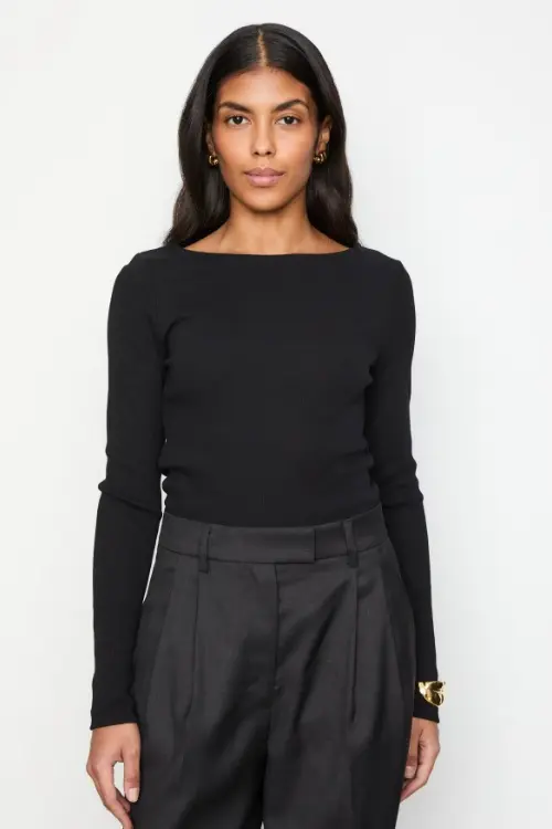 Petronella Rib Boatneck Black