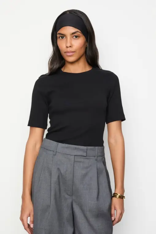 Pippa Rib Tee Black