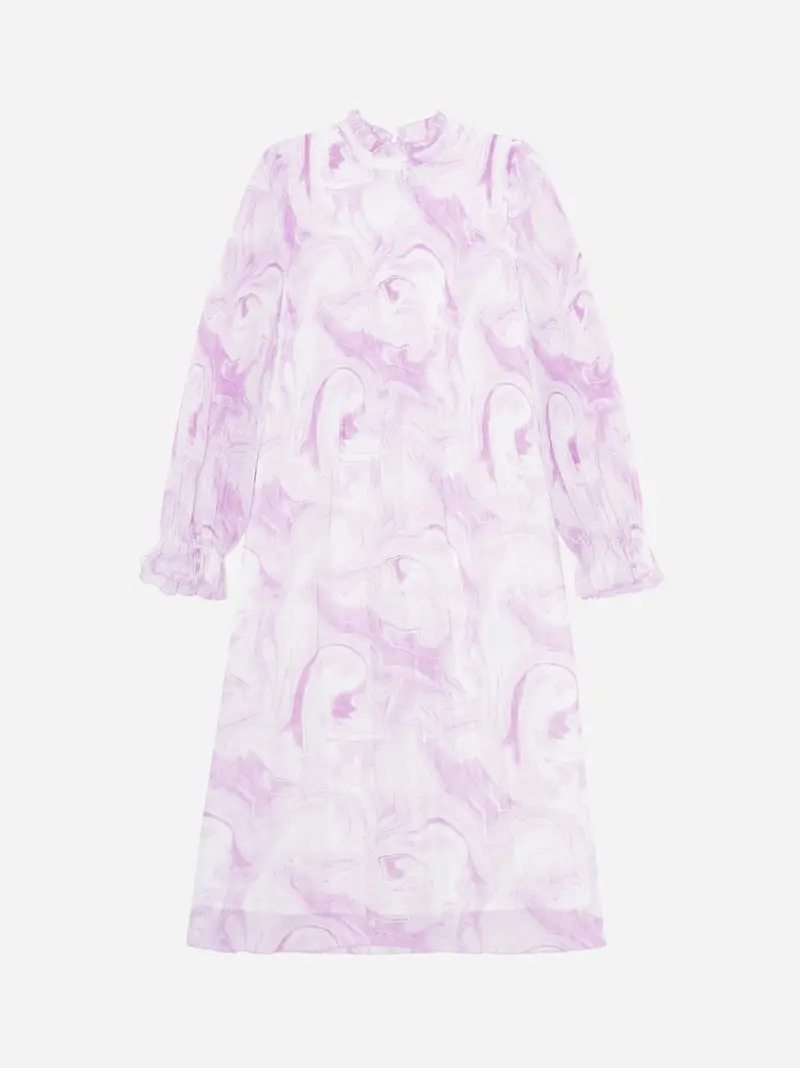 Pleated Georgette Dress - Orchid Bloom